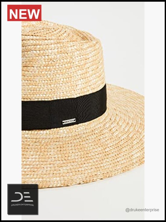 Wide Brim Straw Sun Hat with Grosgrain Band